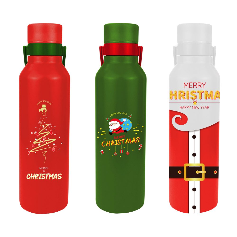 Stainless Steel Water Bottle Portable Pressing Lid Thermos Reusable Camping Vacuum Flask with Infuser