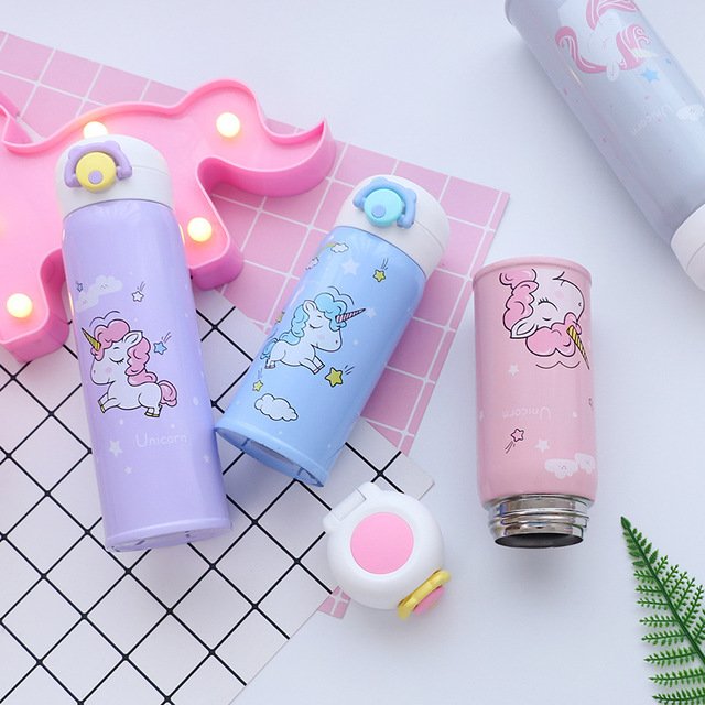 Cartoon Animal Double Wall Vacuum Flask Stainless Steel Thermos Unicorn Flamingo Customized Gift Cup Water Bottle