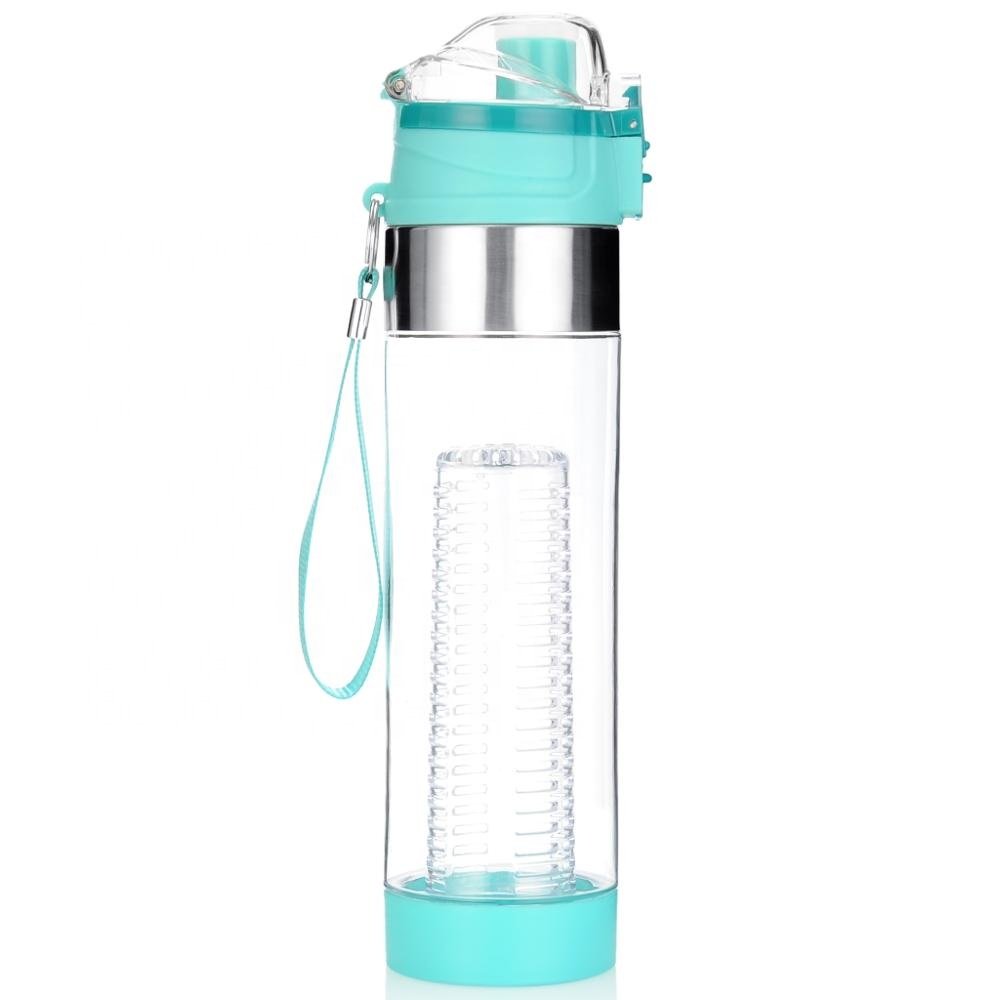 24oz/700ml hot sale custom logo bpa free plastic tritan fruit infuser filter water drinking bottle with leakproof lid