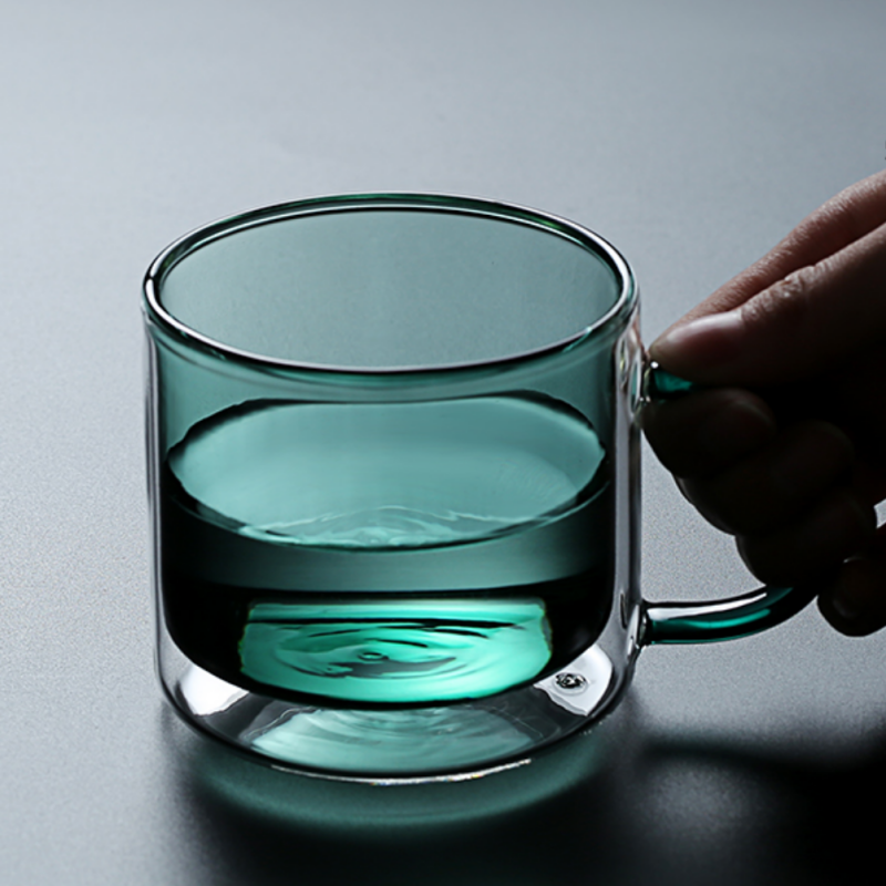 Brief simple classical design colourful modern heated thermo glass coffee mug