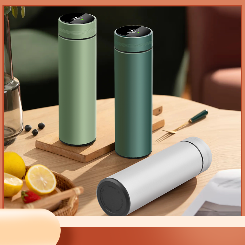 Wholesale 500ml Rubber Paint Led Temperature Smart Straight Vacuum Flask 304 Stainless Steel Thermos With Filter