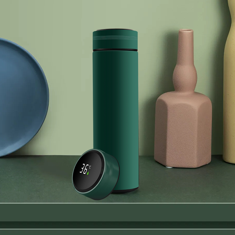 Wholesale 500ml Rubber Paint Led Temperature Smart Straight Vacuum Flask 304 Stainless Steel Thermos With Filter