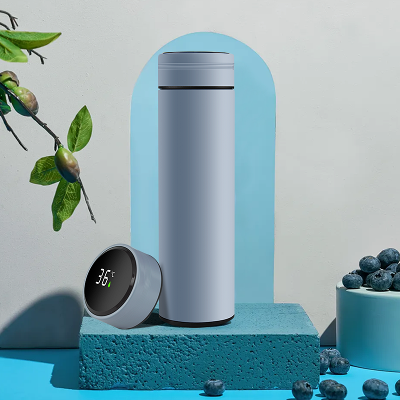 Wholesale 500ml Rubber Paint Led Temperature Smart Straight Vacuum Flask 304 Stainless Steel Thermos With Filter