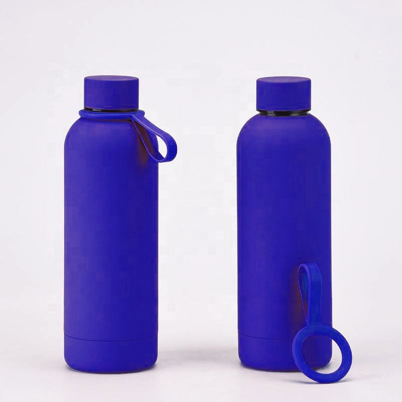 Amazon Hot Sale 350ml 500ml 750ml Outdoor Stainless Steel Water Bottle Vacuum Flasks Small Mouth Water Bottle with Silicone Rope