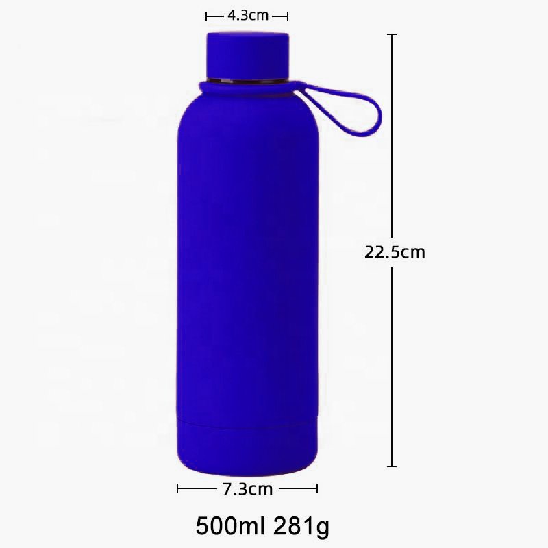 Amazon Hot Sale 350ml 500ml 750ml Outdoor Stainless Steel Water Bottle Vacuum Flasks Small Mouth Water Bottle with Silicone Rope
