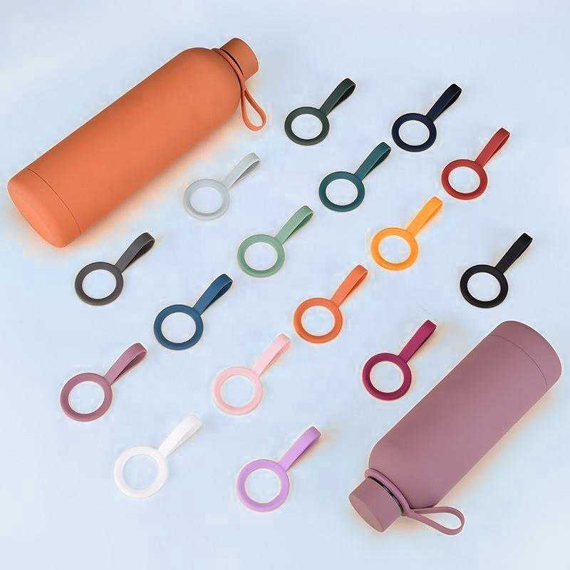 Amazon Hot Sale 350ml 500ml 750ml Outdoor Stainless Steel Water Bottle Vacuum Flasks Small Mouth Water Bottle with Silicone Rope