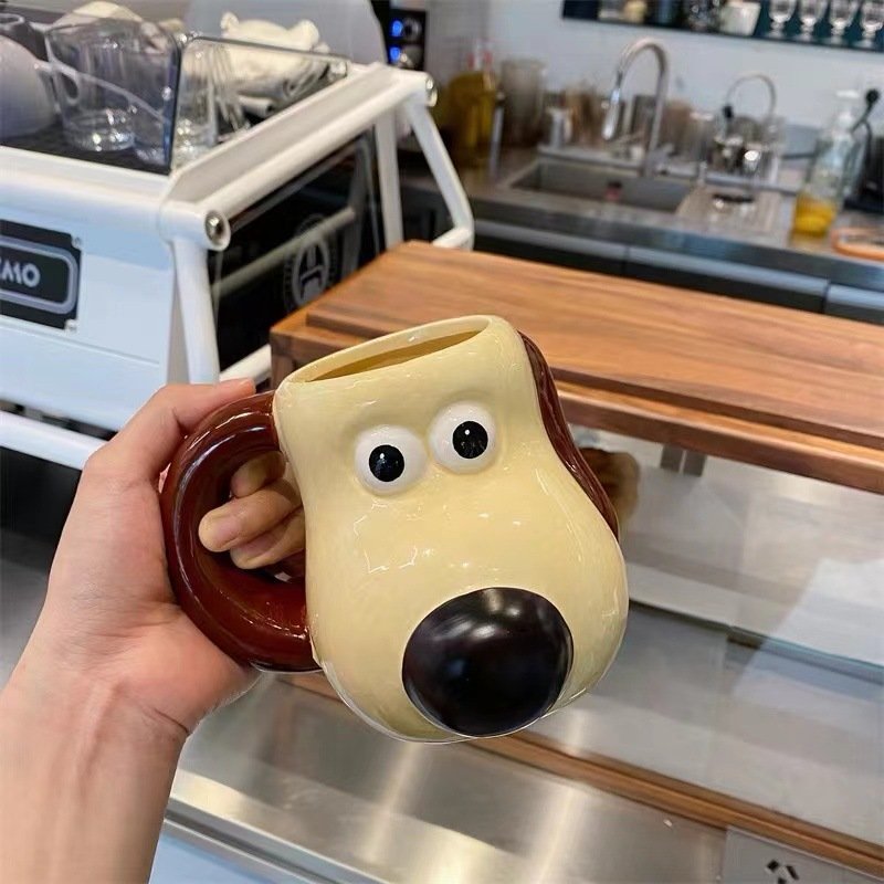 With Color Box Creative Style Coffee Mug Porcelain Cartoon Mugs Puppy Design Ceramic Cup Gift for Dog Lovers HANDGRIP