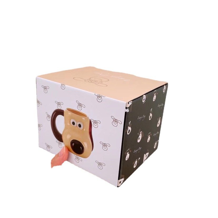 With Color Box Creative Style Coffee Mug Porcelain Cartoon Mugs Puppy Design Ceramic Cup Gift for Dog Lovers HANDGRIP