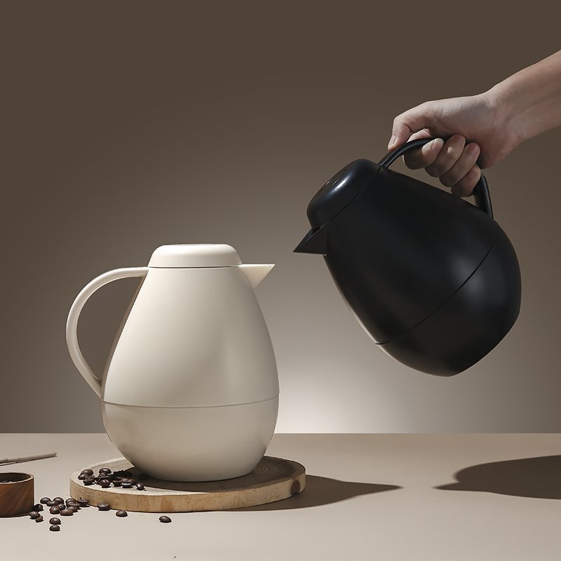 1L Double Wall Insulated Out Abs Inner Glass Thermos Vacuum Flask TeaArabic Coffee Pot With Comfortable C Shaped Handle