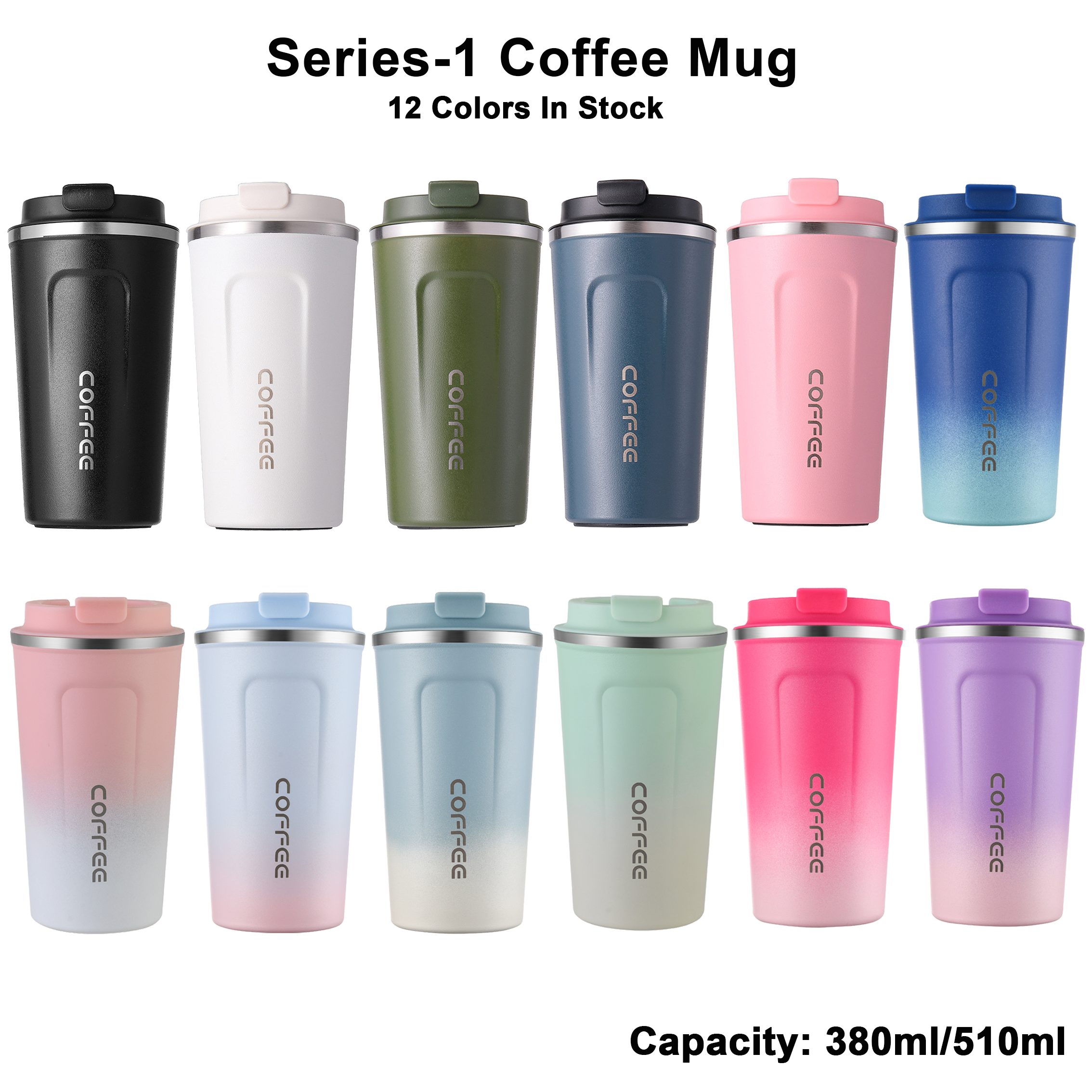 Eco Friendly 12oz 17oz Portable Stainless Steel Vacuum Coffee Cup Insulated Travel Mug With Leakproof Lid
