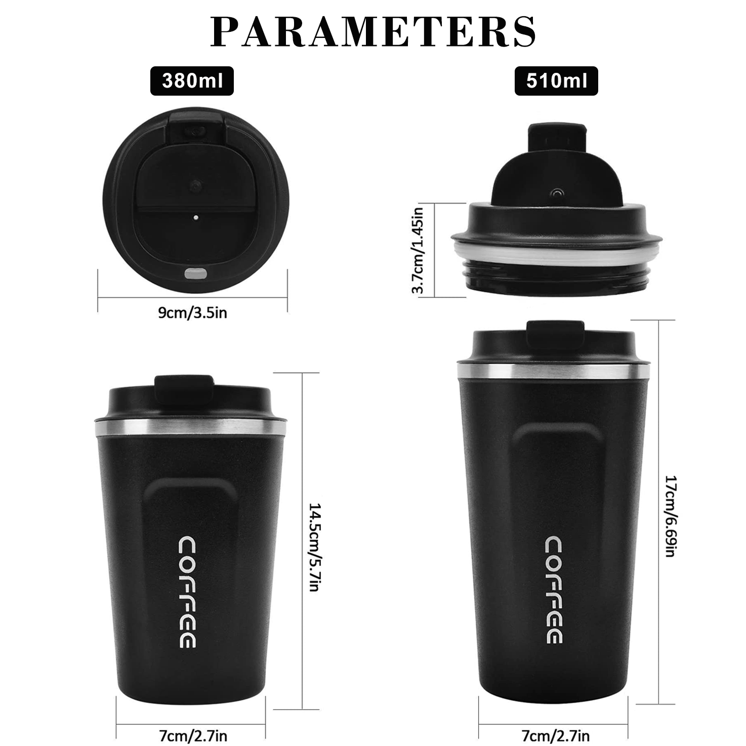 Eco Friendly 12oz 17oz Portable Stainless Steel Vacuum Coffee Cup Insulated Travel Mug With Leakproof Lid