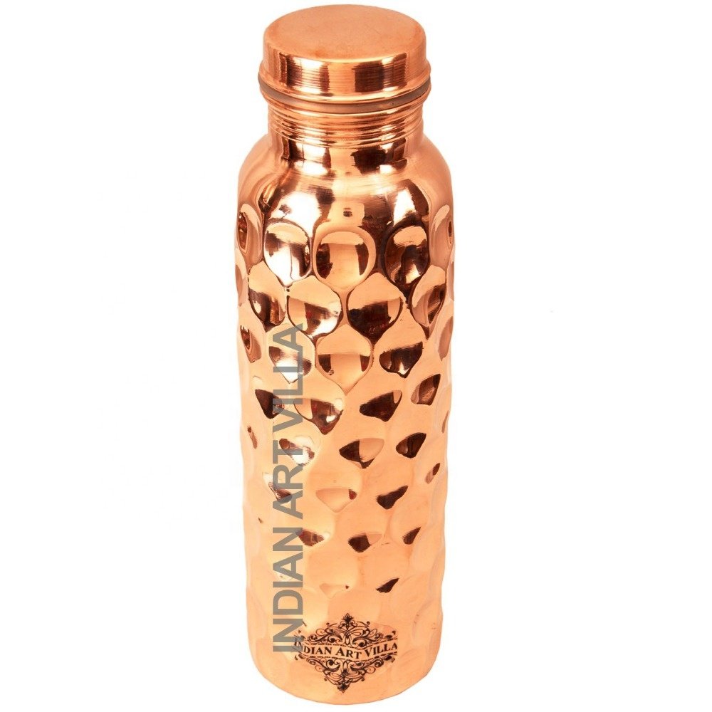 IndianArtVilla Pure Copper Water Bottle Leak Proof Joint Free with Ayurveda Health Benefits, Drinking and Storage