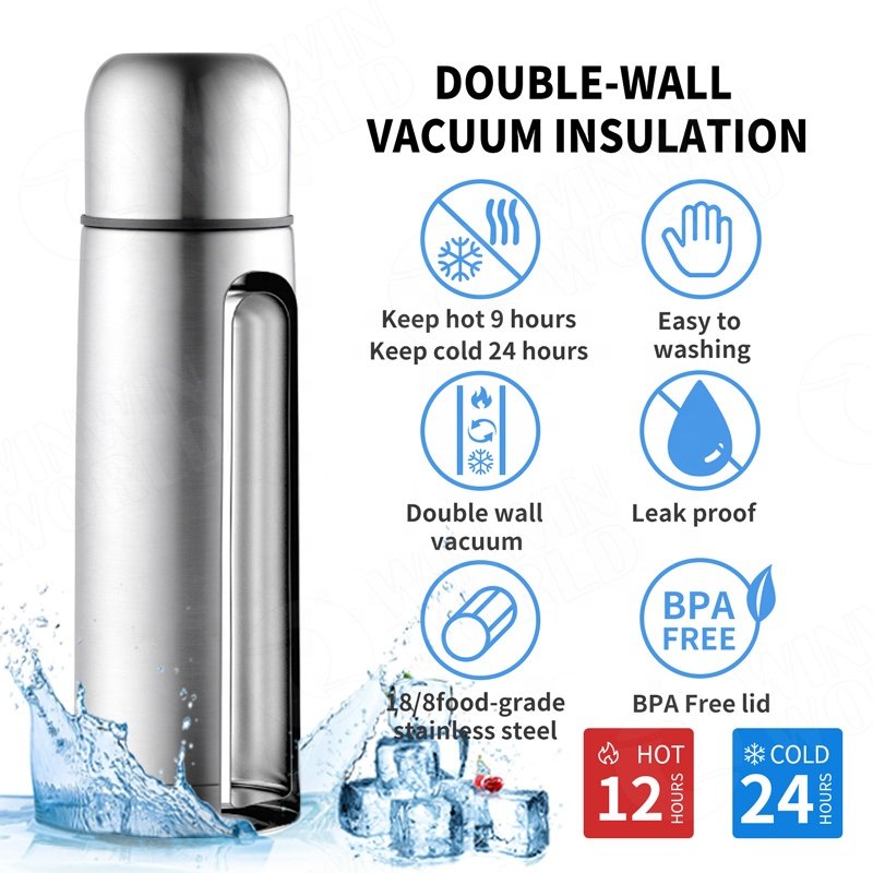 RCS Recycled Stainless Steel Leak-Proof Thermos Flask with Drinking Cup for On the Go, Insulation of Warm Beverages