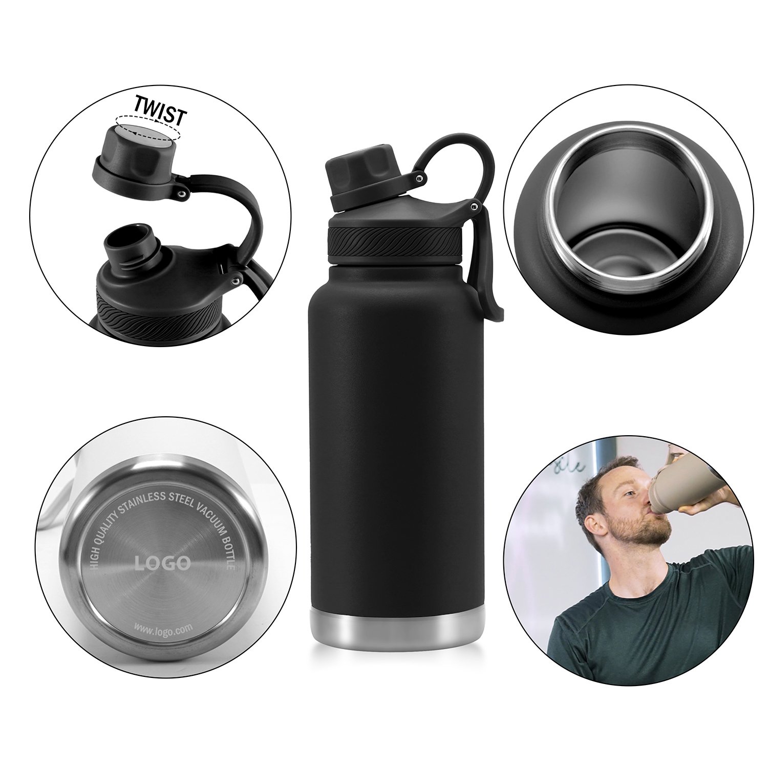 1000ml big growler vacuum flask custom logo stainless steel water bottles vacuum flasks insulated water bottle