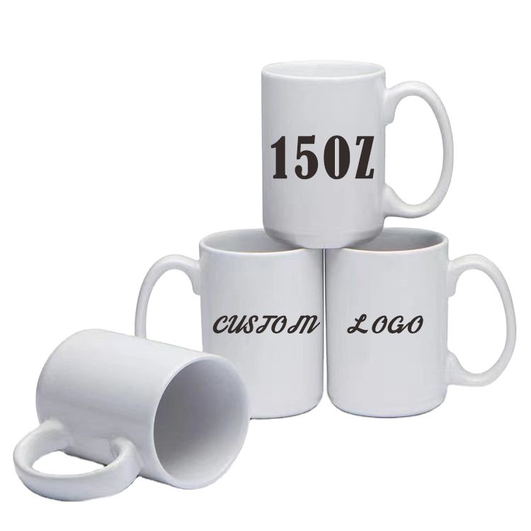 handmade customized logo white black custom design coffee blank tea ceramic personalized porcelain 15 oz sublimation mug