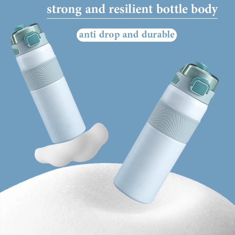 Wholesale 600ml 800ml Portable Stainless Steel Vacuum Insulated Water Bottle With Bounce Button Lid And Straw