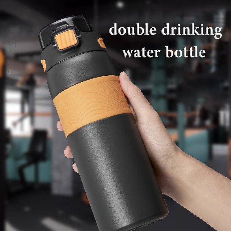Wholesale 600ml 800ml Portable Stainless Steel Vacuum Insulated Water Bottle With Bounce Button Lid And Straw