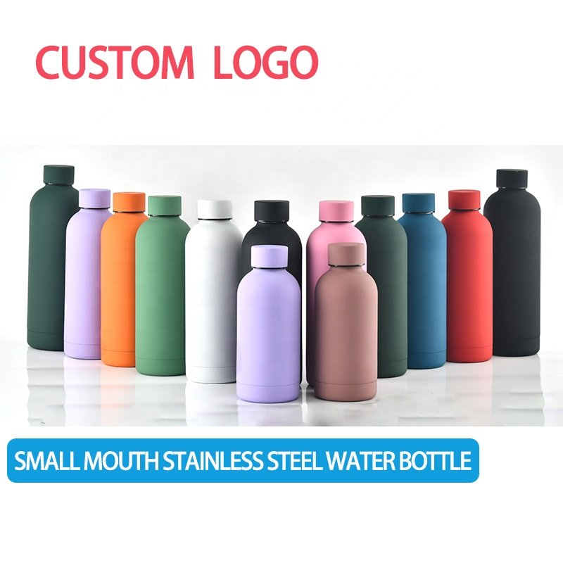 Custom Logo Double Wall Vacuum Insulated Bottles Small Mouth 350ML 500ml 750ML 1000ml Small Mouth Stainless Steel Water Bottle