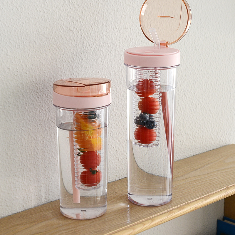 Portable Straw Juice Cup Large Capacity Ton Barrels Plastic Water Bottle with Lid for Female Student