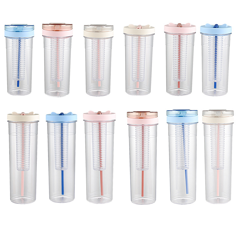 Portable Straw Juice Cup Large Capacity Ton Barrels Plastic Water Bottle with Lid for Female Student