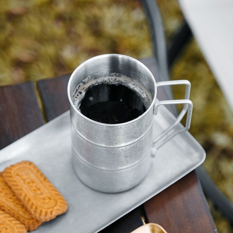 Good Selling Stainless Steel Beer Mug with Handle Straw Camping Coffee Mug Rustic Farmhouse Industrial Style Metal Cups Teacup