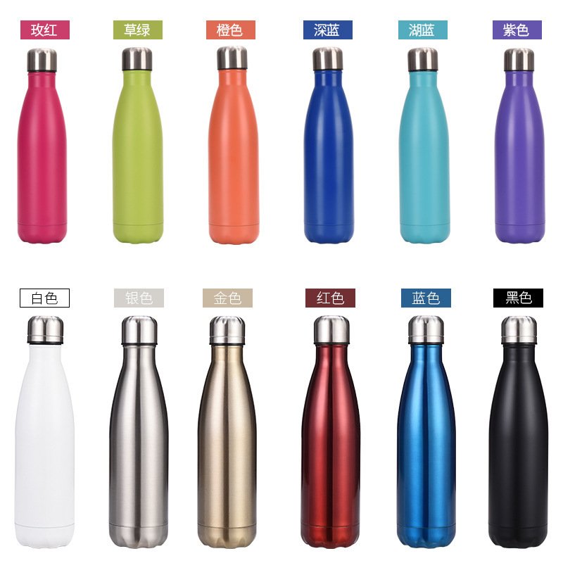 FX Factory Custom Logo Double Wall Thermal Vacuum Flask 18/8 Stainless Steel Water Bottle Gym Sports Drink/Cola Shaped Bottle