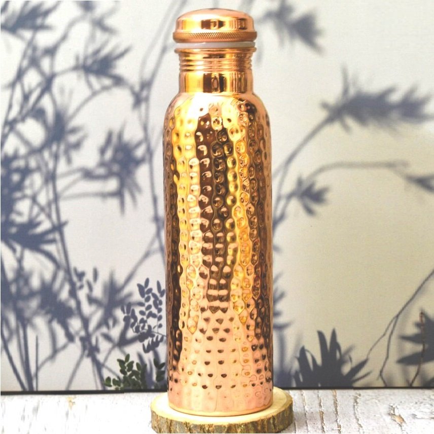 100% Pure Handmade Hammered Copper Water Bottles Manufacturer Leakproof Copper Bottles Fitness Custom Water Bottle