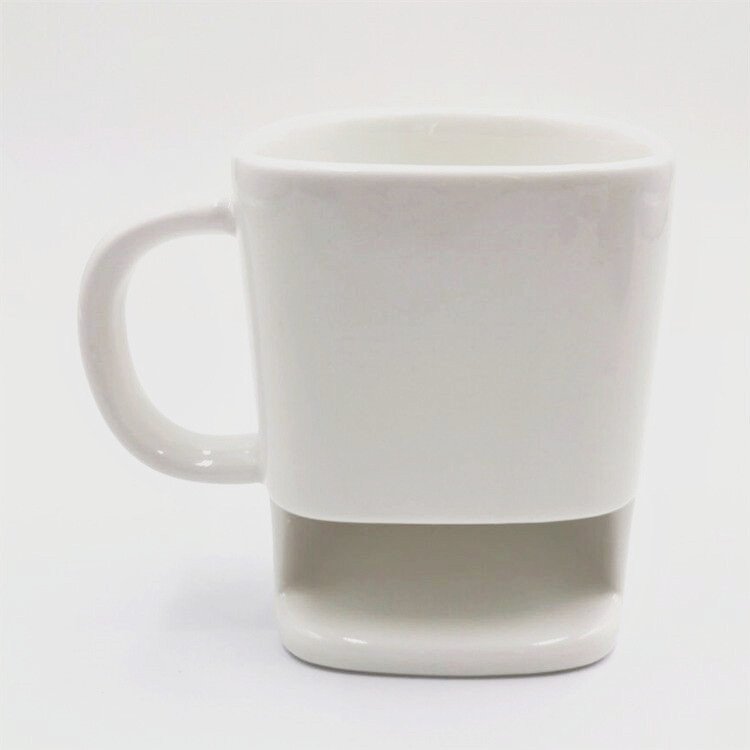 Sublimation Blank Ceramic Biscuits Sublimation Mugs White Coffee Tea Milk Cup porcelain cookie mug with holder