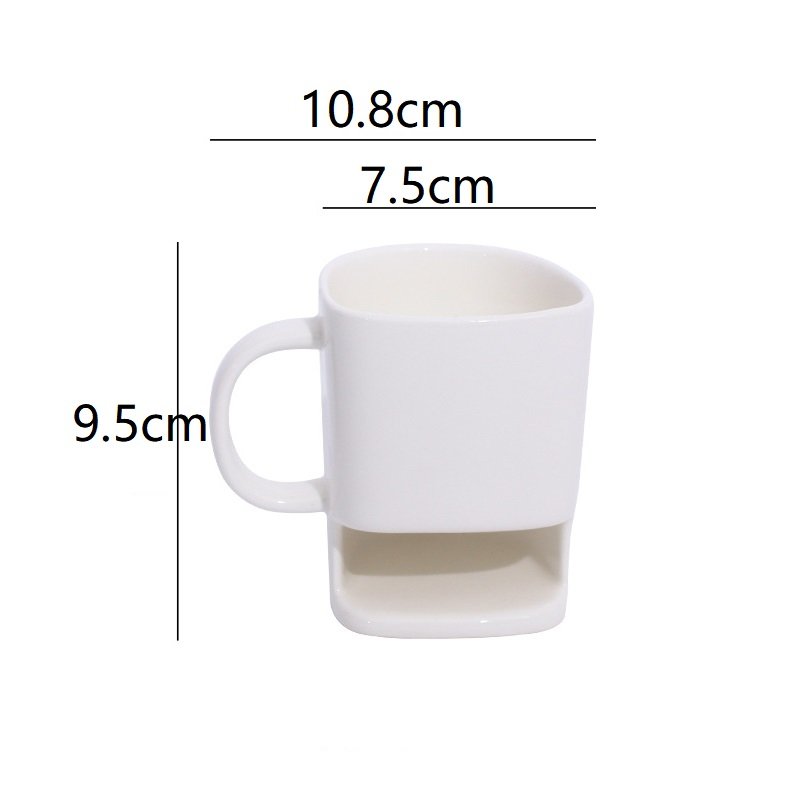 Sublimation Blank Ceramic Biscuits Sublimation Mugs White Coffee Tea Milk Cup porcelain cookie mug with holder