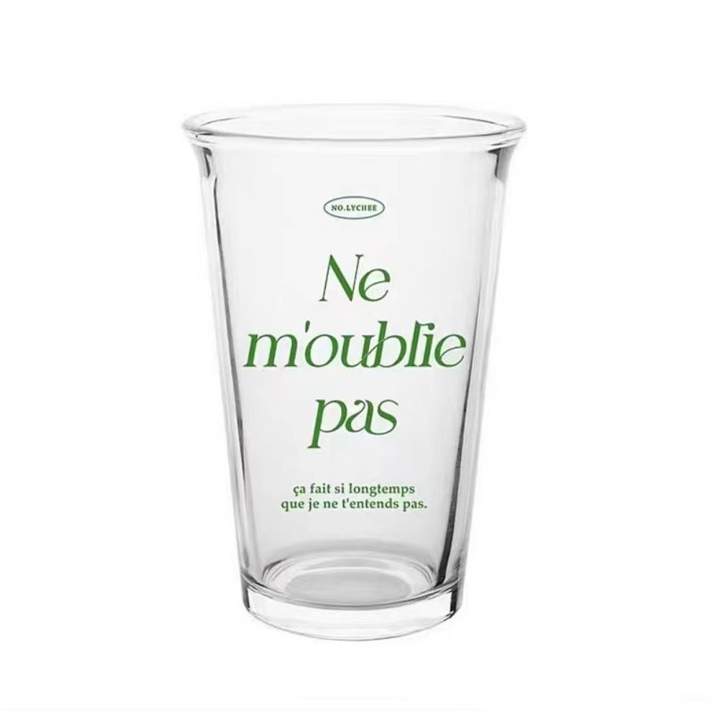 Custom 12oz Clear Flat Bottom Wide Mouth Reusable Milkshake Cup Ice Cream Cup Curled Glass Coffee Cup