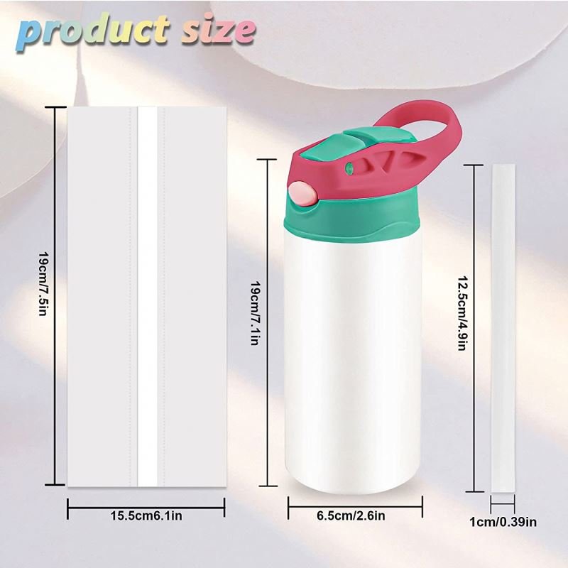 12oz Stainless Steel Insulated Blank Kids Sublimation Tumbler Baby Water Bottle With Flip Top Lid