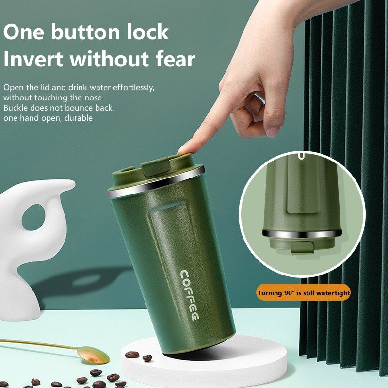 380ML/500ML Vacuum Insulated Leakproof Coffee Mug Milk Tea Thermos Mugs Car Mounted Water Bottle Stainless Steel Thermal Cup