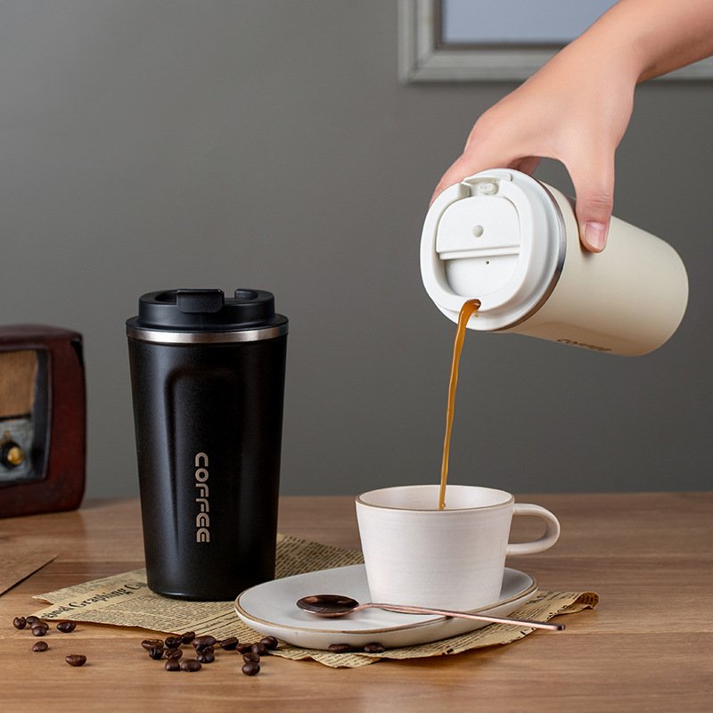380ML/500ML Vacuum Insulated Leakproof Coffee Mug Milk Tea Thermos Mugs Car Mounted Water Bottle Stainless Steel Thermal Cup