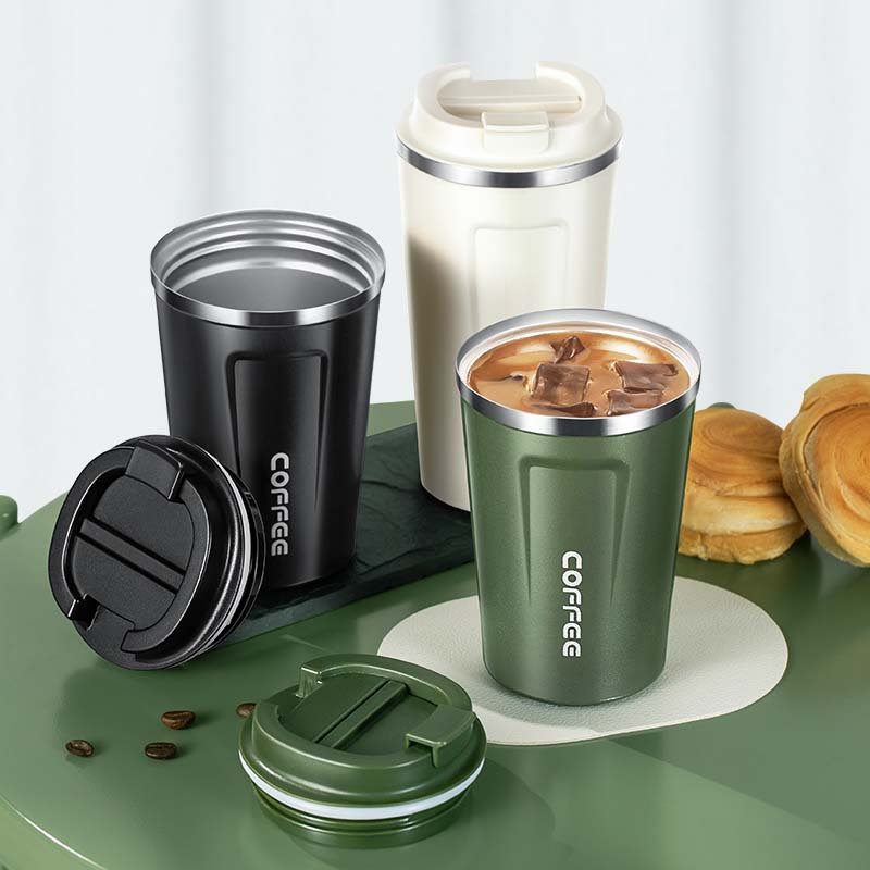 380ML/500ML Vacuum Insulated Leakproof Coffee Mug Milk Tea Thermos Mugs Car Mounted Water Bottle Stainless Steel Thermal Cup