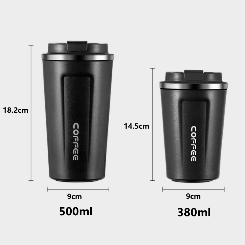 380ML/500ML Vacuum Insulated Leakproof Coffee Mug Milk Tea Thermos Mugs Car Mounted Water Bottle Stainless Steel Thermal Cup