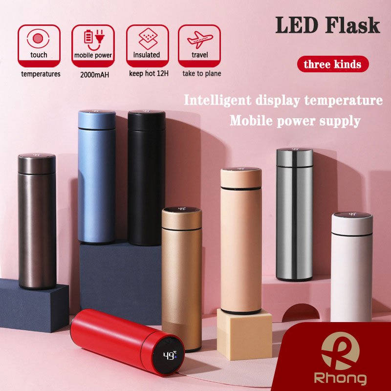 2021 Smart Water Bottle Thermos Fashion Water Bottle Smart LED Temperature Display Vacuum Cup Stainless Steel with Tea Strainer