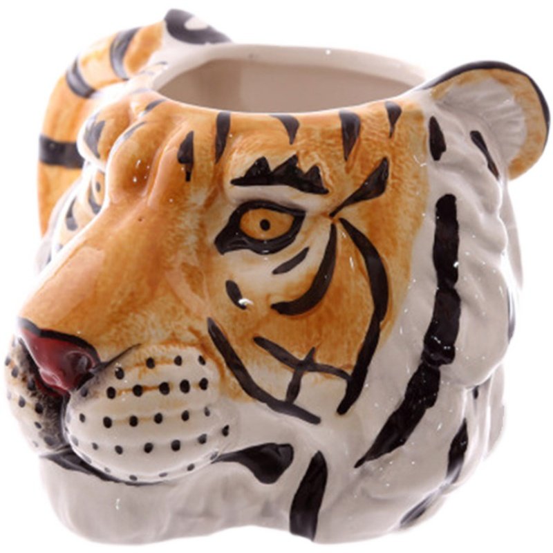 Custom 3D Lion Cup Series Animal Tiger Shape Mugs Painted Coffee Ceramic Mug