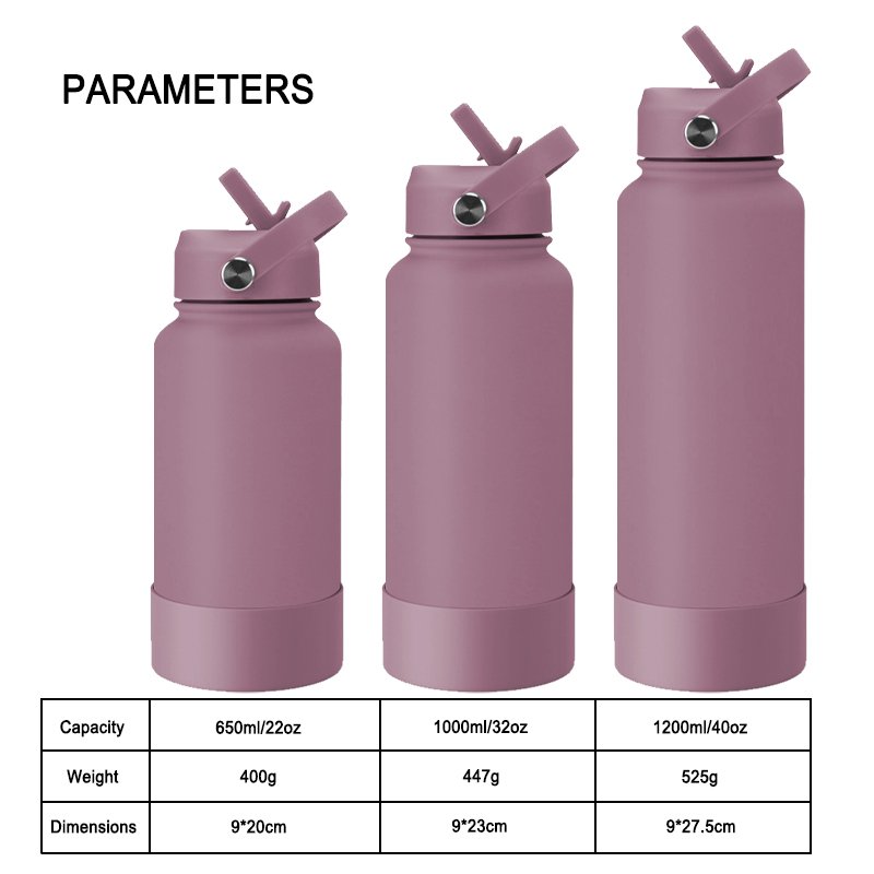 Custom Print Insulated Water bottle With Straw Lid 22oz 32oz 40oz Stainless Steel Metal Thermos Water Bottle For Sports & Gym