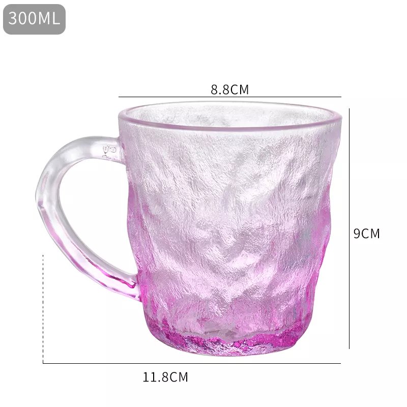 Custom colored beer mugs whisky glasses 10oz 11oz gradient wine glass cup with handle drinking glass
