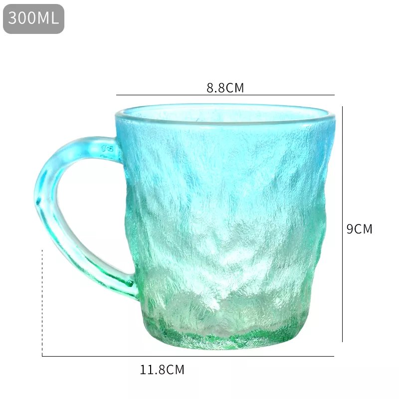 Custom colored beer mugs whisky glasses 10oz 11oz gradient wine glass cup with handle drinking glass