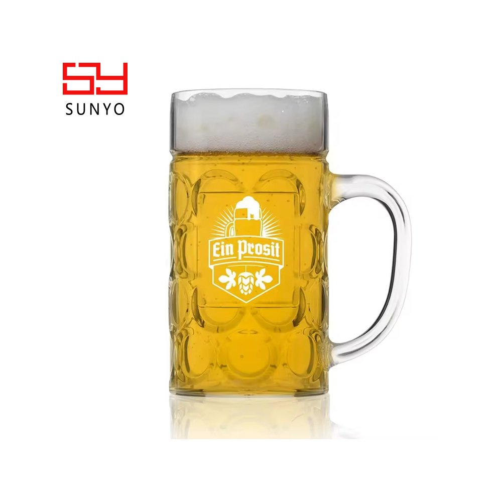 Sunyo 1L High Quality Large Beer Glass Mug with handle