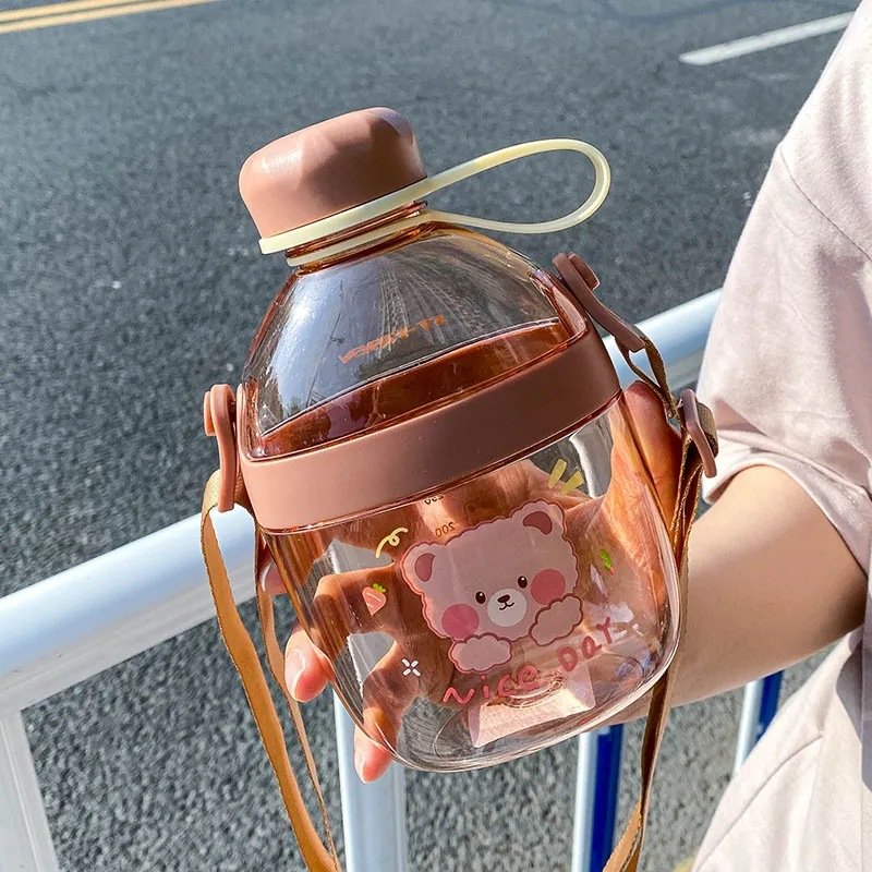 Cute Girls 650ml Children Portable Drinking Gourde Enfant Bpa Free Sport Kids School Kids Plastic Water Bottles With Straw/strap