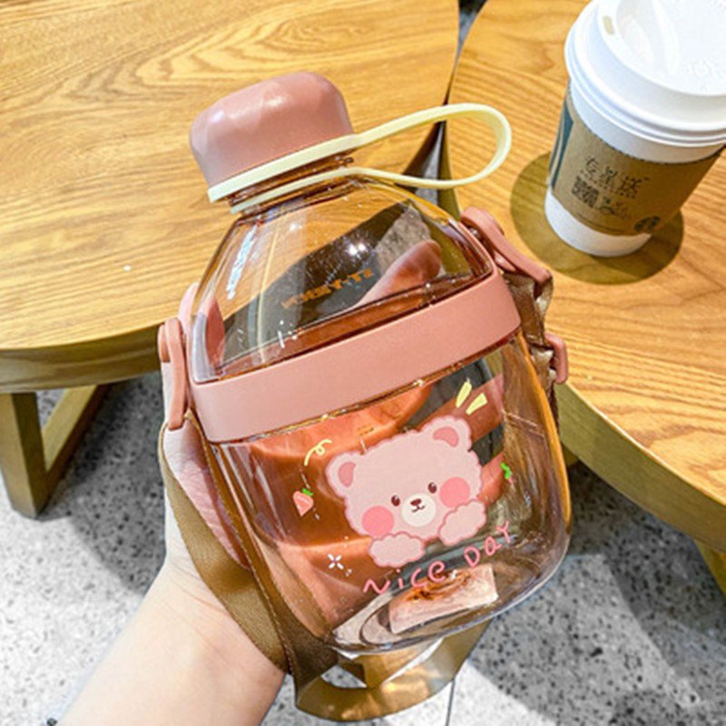 Cute Girls 650ml Children Portable Drinking Gourde Enfant Bpa Free Sport Kids School Kids Plastic Water Bottles With Straw/strap