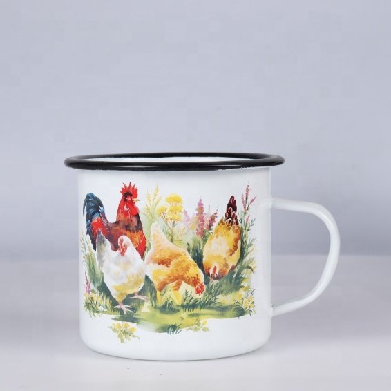 Cock biddy Private cup A symbol of pastoral life countryside picture The goodness of country life coffee MUG with roll rim