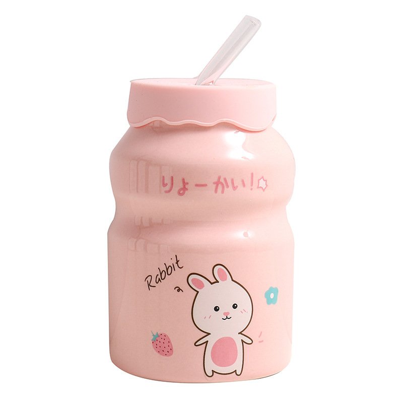 Couple Students School Outdoor Cute Girl Gift Tea Cups Ceramics Porcelain Custom Mugs Ceramic Kids Milk Mug With Straw