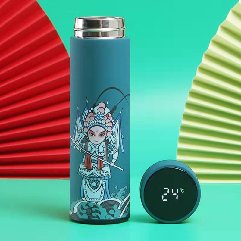 Fashion Creative water bottle Smart Digital Thermometer Cup Stainless Steel Vacuum Mug Straight Bouncing Cup