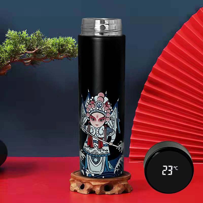 Fashion Creative water bottle Smart Digital Thermometer Cup Stainless Steel Vacuum Mug Straight Bouncing Cup