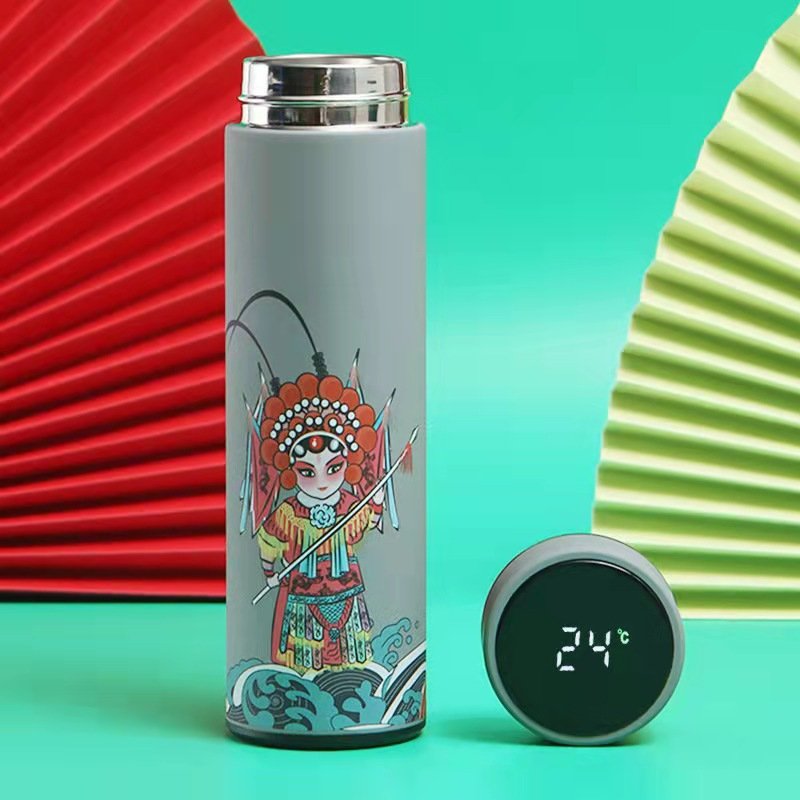 Fashion Creative water bottle Smart Digital Thermometer Cup Stainless Steel Vacuum Mug Straight Bouncing Cup