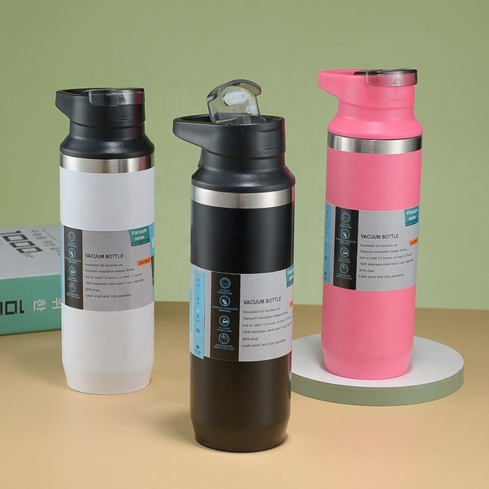 Premium Quality New Stainless Steel Double-wall Vacuum Insulated Sport Water Bottle Vacuum Flask Glass Cup With Straw