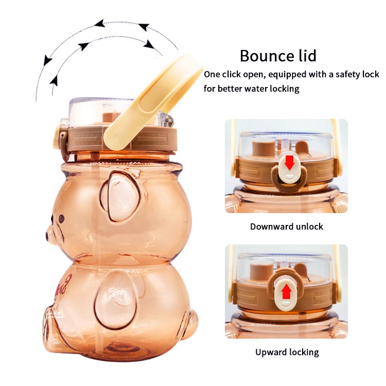 1000ml 32oz Asian Type Cheap Cute Plastic Water Bottle With Straw for Kids Students